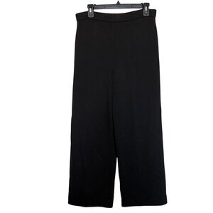 St. John Caviar Women’s Sz 4 Black Santana Knit Pull On Wide Leg Pants
